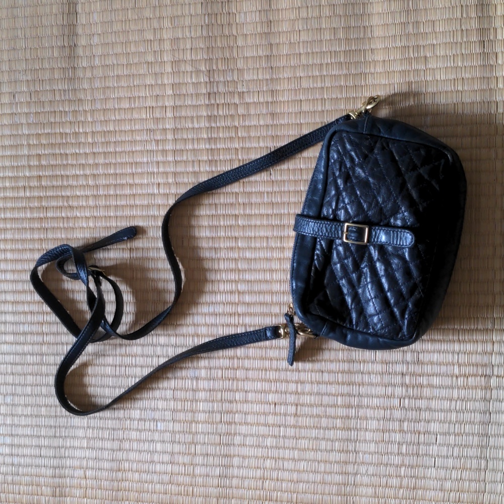 Clare V quilted navy crossbody